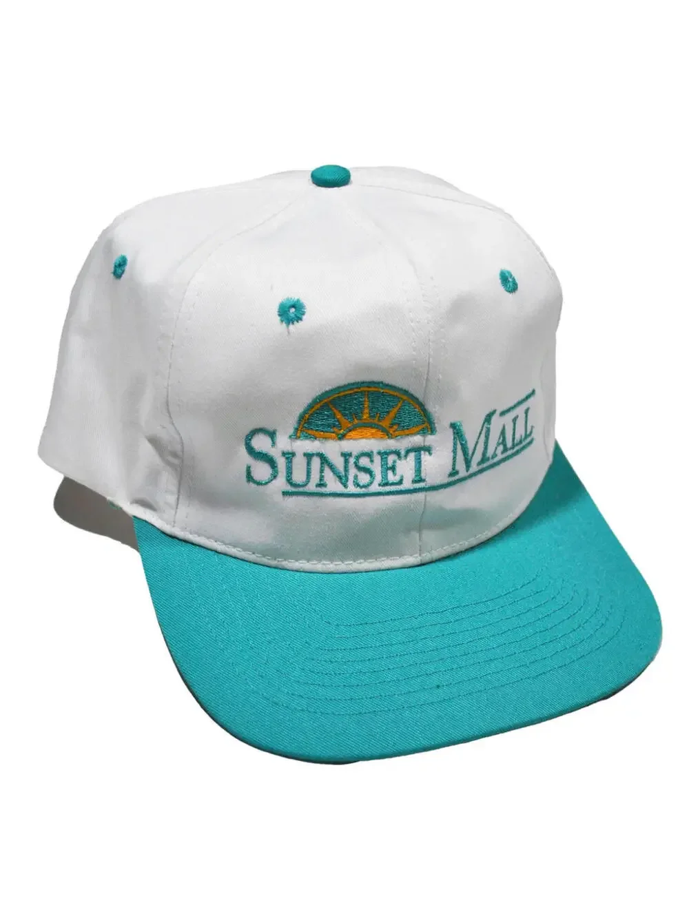 Vintage Sunset Mall 90s Shopping Blue White Snapback Hat Cap